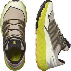 NEW SALOMON women's thundercross trail shoes in safari/sulphur spring/black